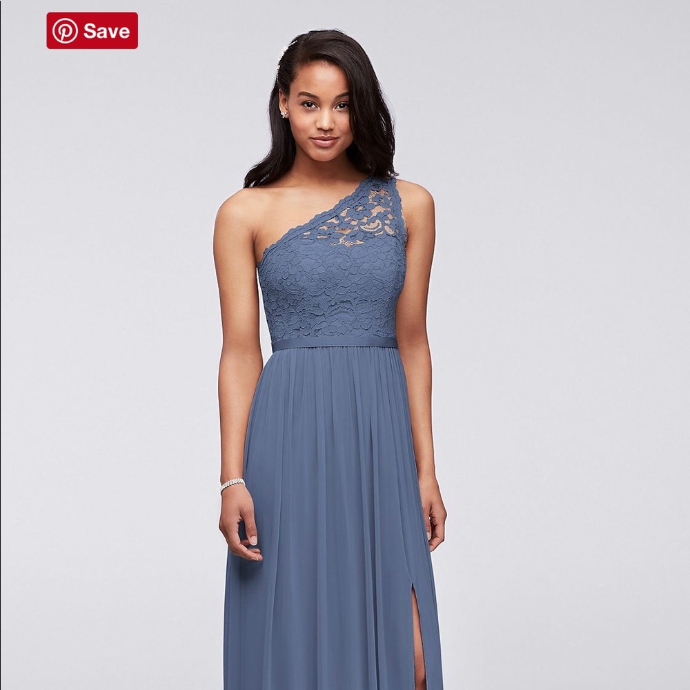 Steel Blue David’s Bridal Bridesmaid Dress